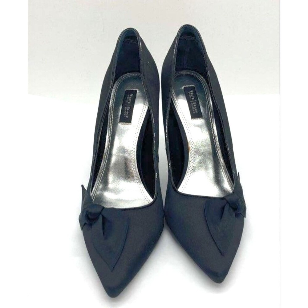 EXC. White House Black Market 'Brandy' Black Satin Side-Bow High Heels Size 8